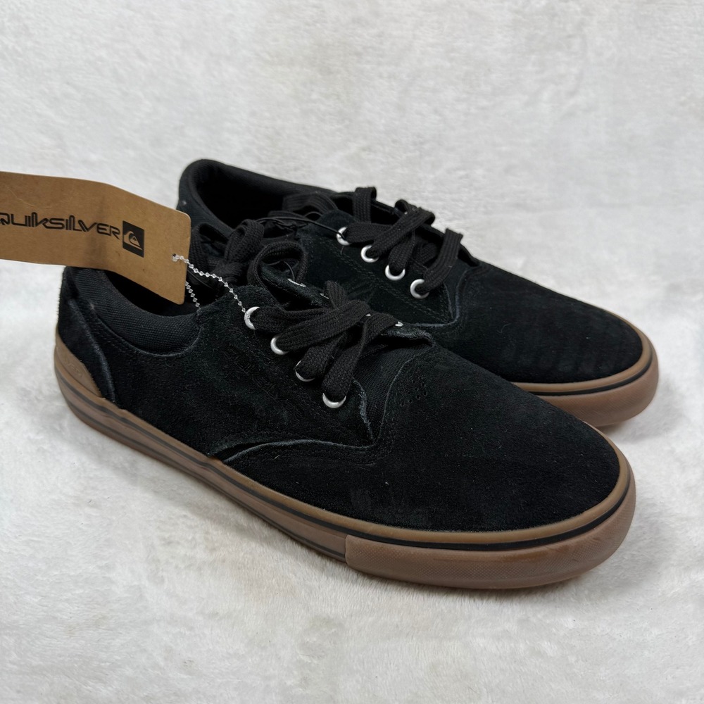 Quiksilver Aerial Mens Black Gum Suede Leather Skate Shoes CQ10114M-BJX Size 9